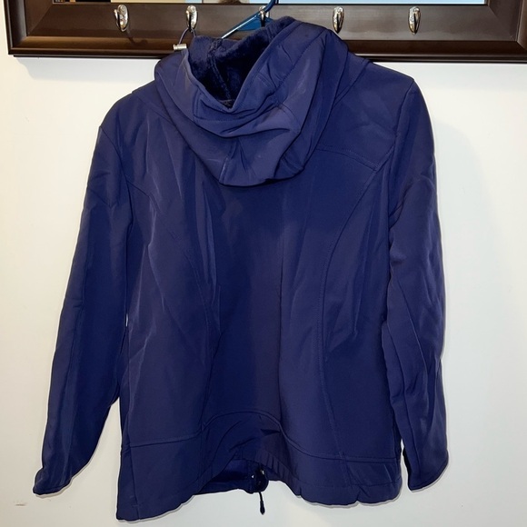 LL Bean Ladies Dark Blue Fleece Lined Jacket Size Large - Picture 7 of 7